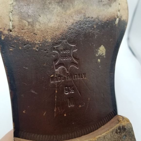 Mens Oxford shoes 9.5 Cole Haan Wooden Soles Brown Lace Up lacers Italy - Picture 12 of 14